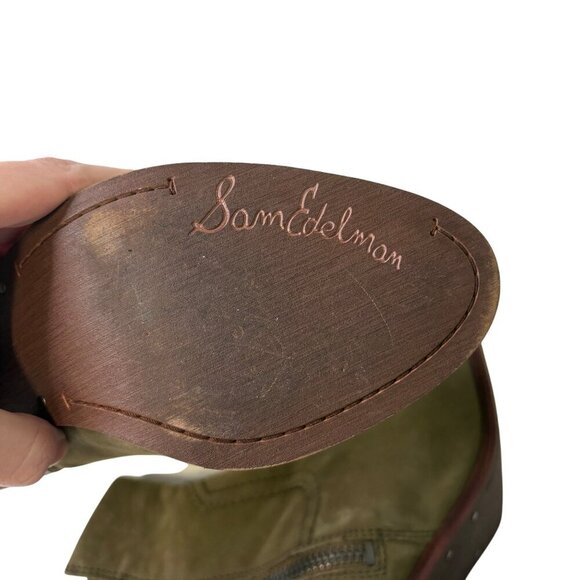 Sam Edelman | Women's "Louie" Olive Green Suede Fringe Ankle Boots Size 9.5 - Picture 10 of 13
